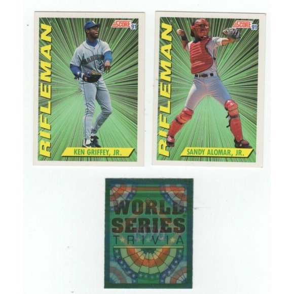 1991 Score U.S.A Printed Ken Griffey Jr. & Sandy Alomar, Jr. Baseball Cards - Picture 1 of 8